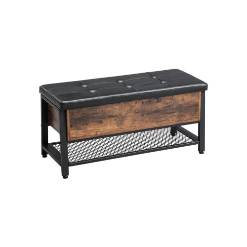 VASAGLE Industrial Chesterfield Cipőtároló Pad Műbőr Ülőfelülettel