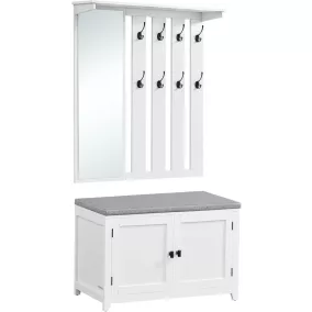   VASAGLE Country Előszoba Szett Tükörrel és Cipősszekrénnyel Felhőfehér