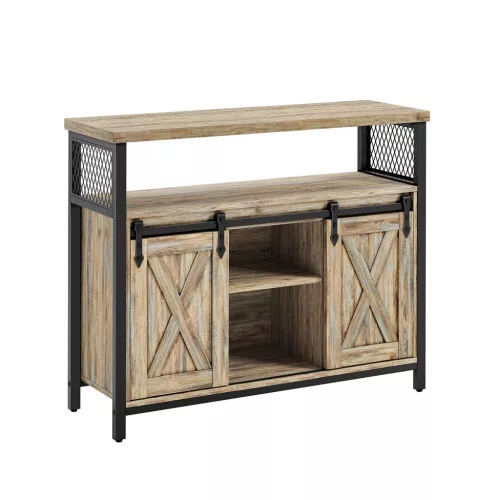 VASAGLE Ipari Tárolószekrény Csúszó Ajtókkal Türkiz-Barna