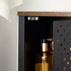   SONGMICS Ipari Stílusú Tárolószekrény Rusztikus Barna-Fekete Acélvázzal