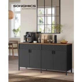   SONGMICS LSC205BD01 tároló szekrény 4 ajtós acél rusztikus barna és fekete