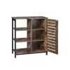 VASAGLE LOWELL Ipari Tárolószekrény Zsalus Ajtóval Rusztikus Barna-Fekete