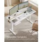   VASAGLE LSD116W01 Elektromos Állítható Magasságú Íróasztal Beépített Aljzattal Felhőfehér/Arany Tölgy