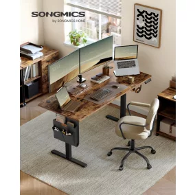   SONGMICS LSD136K01 elektromos magasságállítható íróasztal 4 memóriafunkcióval vintage barna fekete