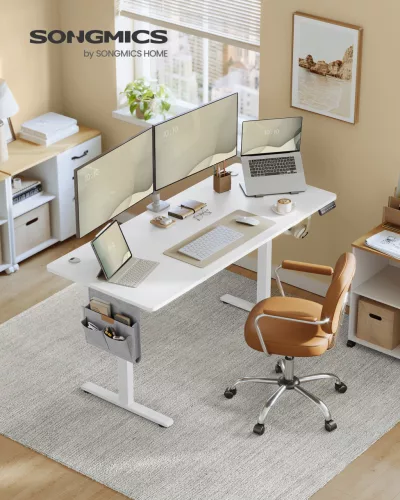 SONGMICS LSD138W01 elektromosan állítható magasságú íróasztal 180 x 80 cm memóriafunkcióval felhőfehér