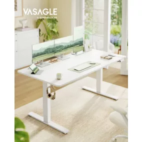   VASAGLE LSD146WZ02 Elektromosan Állítható Magasságú Álló Asztal 160 x 80 cm USB-C Porttal Matt Fehér