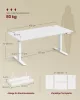 VASAGLE LSD146WZ02 Elektromosan Állítható Magasságú Álló Asztal 160 x 80 cm USB-C Porttal Matt Fehér