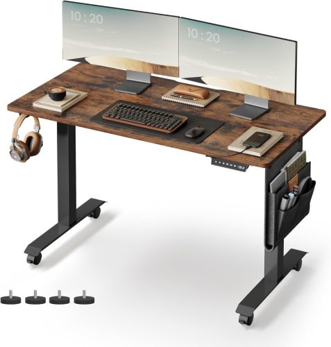 VASAGLE LSD172X01 Elektromos Állítható Magasságú Íróasztal Vintage Barna