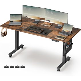   VASAGLE LSD176X01 Elektromos Állítható Magasságú Íróasztal Vintage Barna