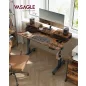   VASAGLE LSD182X01 elektromosan állítható magasságú íróasztal monitortartóval vintage barna 120 x 60 x 72-120 cm
