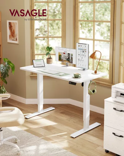 VASAGLE LSD312WZ03 elektromosan állítható magasságú álló asztal memóriafunkcióval 120 x 60 cm felhőfehér