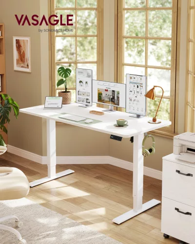 VASAGLE LSD314WZ03 elektromosan állítható magasságú íróasztal felhőfehér 140 x 60 cm