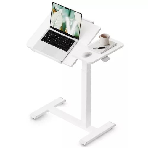 VASAGLE Pneumatikusan Állítható Laptop Asztal Kerekekkel Dönthető Munkalappal Felhőfehér