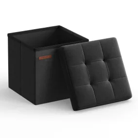   SONGMICS MINOTA összecsukható tároló ülőke vászonhatású fekete 30 x 30 x 30 cm 22 L