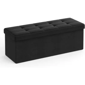   SONGMICS LSF077B01 Tárolós Ülőpad Fekete Műbőr Összecsukható