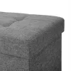 SONGMICS Chesterfield Tárolópad Sötétszürke Len Ülőke Fa Lábakkal