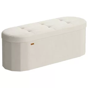 SONGMICS LSF297LH01 tároló puff bársony krémfehér 110 L