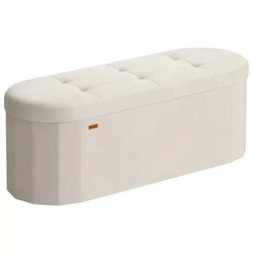 SONGMICS LSF297LH01 tároló puff bársony krémfehér 110 L