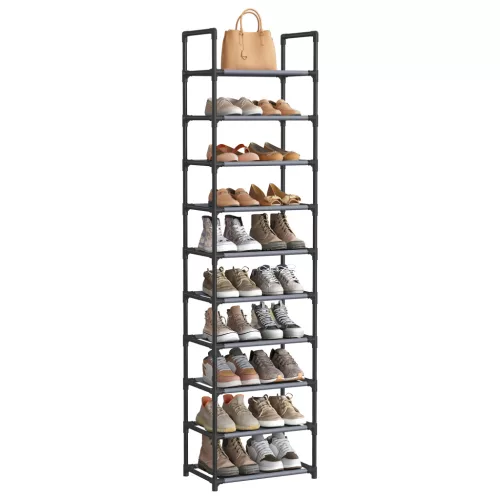 SONGMICS 10 szintes cipőtartó állvány fém vázzal szürke