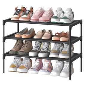 SONGMICS 3 szintes cipőtartó polc fém vázzal fekete