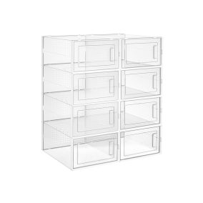   SONGMICS Átlátszó Cipősdoboz Szett 8 db Egymásra Rakható Cipőtároló Rendszerező