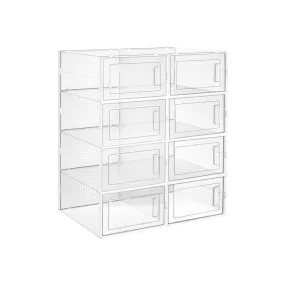   SONGMICS Átlátszó Cipősdoboz Szett 8 db Egymásra Rakható Cipőtároló Rendszerező