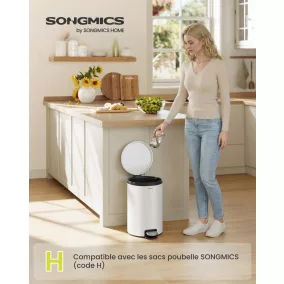   SONGMICS LTB021WZ01 pedálos szemetes acél felhőfehér 20 l