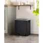   SONGMICS 2x15 literes pedálos szemeteskuka acél fekete szelektív hulladékgyűjtő