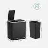 SONGMICS 2x15 literes pedálos szemeteskuka acél fekete szelektív hulladékgyűjtő