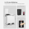 SONGMICS 2 x 15 literes pedálos szemeteskuka acél fehér szelektív hulladékgyűjtő