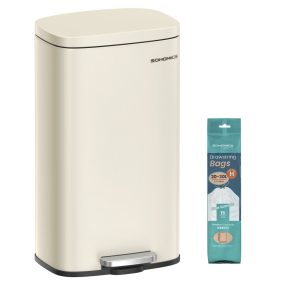   SONGMICS 30L pedálos szemeteskuka soft-close fedéllel és belső vödörrel homokbézs