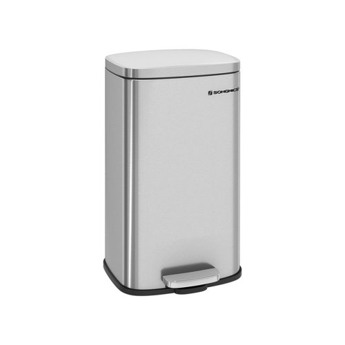 SONGMICS Pedálos Szemetes 30L Rozsdamentes Acél Szemeteskuka Soft-Close Fedéllel