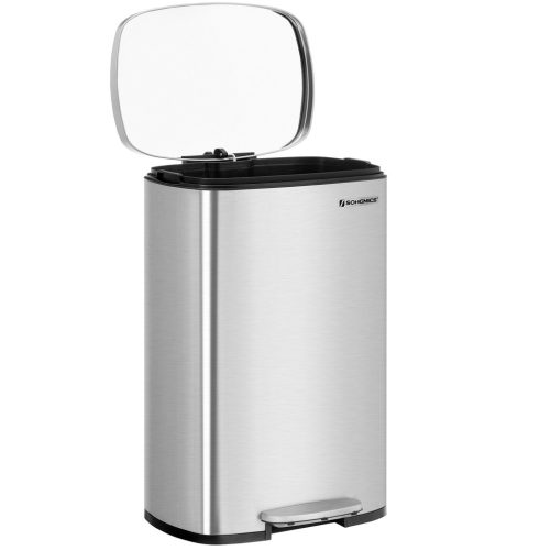 SONGMICS Premium 50L Pedálos Szemetes Rozsdamentes Acél Ezüst