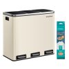 SONGMICS 3 rekeszes pedálos szemeteskuka 3 x 18 l acél homokbézs soft close