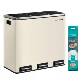   SONGMICS 3 rekeszes szelektív hulladékgyűjtő kukák 3 x 18 l acél homokbézs soft close