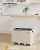 SONGMICS 3 rekeszes szelektív hulladékgyűjtő kukák 3 x 18 l acél homokbézs soft close