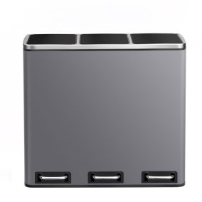   SONGMICS 3 rekeszes pedálos szemeteskuka 3 x 18 l acél matt szürke hulladékválogató rendszer