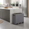 SONGMICS 3 rekeszes pedálos szemeteskuka 3 x 18 l acél matt szürke hulladékválogató rendszer