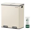 SONGMICS Dupla Rekeszes Krémszínű Pedálos Szemetes 2x30L Soft-Close Rendszerrel