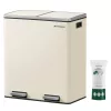 SONGMICS Dupla Rekeszes Krémszínű Pedálos Szemetes 2x30L Soft-Close Rendszerrel