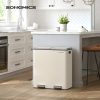 SONGMICS Dupla Rekeszes Krémszínű Pedálos Szemetes 2x30L Soft-Close Rendszerrel