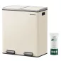  SONGMICS LTB060A01 dupla rekeszes szemetes 2 x 30 l acél krém soft-close pedálos