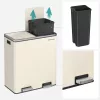SONGMICS LTB060A01 dupla rekeszes szemetes 2 x 30 l acél krém soft-close pedálos