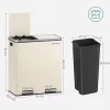 SONGMICS LTB060A01 dupla rekeszes szemetes 2 x 30 l acél krém soft-close pedálos