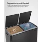   SONGMICS Dupla Pedálos Szemeteskuka Fekete Acél Szelektív Hulladékgyűjtő