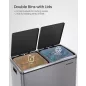   SONGMICS Dupla Szemetes 2 x 30 literes Fém Szelektív Hulladékgyűjtő Pedálos Pala Szürke