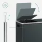   SONGMICS Dupla Szemetes Kuka 2 x 30 L Pedálos Szelektív Hulladékgyűjtő Acél Füstös Szürke