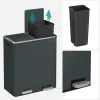 SONGMICS Dupla Szemetes Kuka 2 x 30 L Pedálos Szelektív Hulladékgyűjtő Acél Füstös Szürke