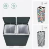 SONGMICS Dupla Szemetes Kuka 2 x 30 L Pedálos Szelektív Hulladékgyűjtő Acél Füstös Szürke