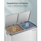   SONGMICS Dupla Pedálos Szemeteskuka 2 x 30 l Fehér Ezüst Soft Close